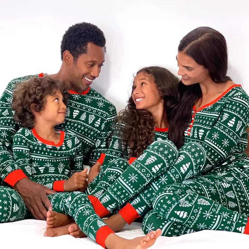 Christmas Family Matching Green Pajamas Set