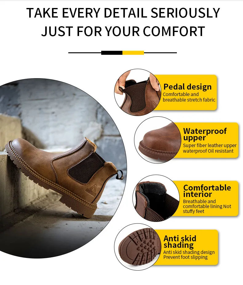 Winter Work Boots Leather shoes for Men Waterproof & Safety