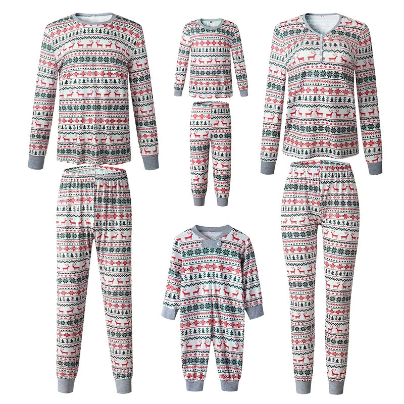 Family Matching Christmas Gray Pajamas Set