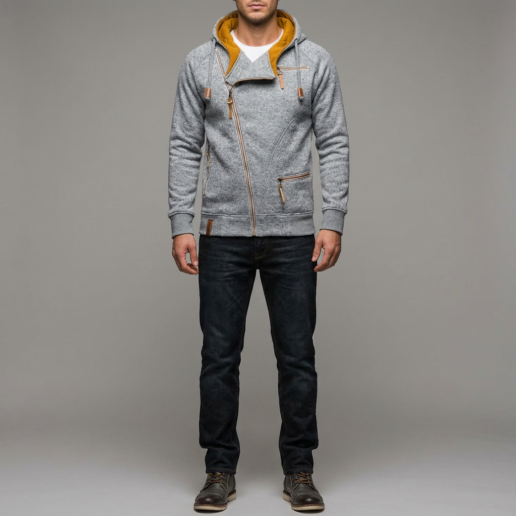 Męska Długa Bluza Z Kapturem | Zimowa