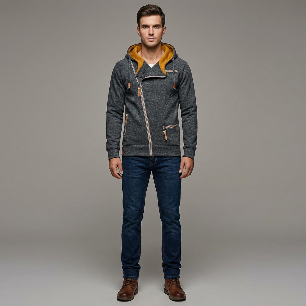 Męska Długa Bluza Z Kapturem | Zimowa