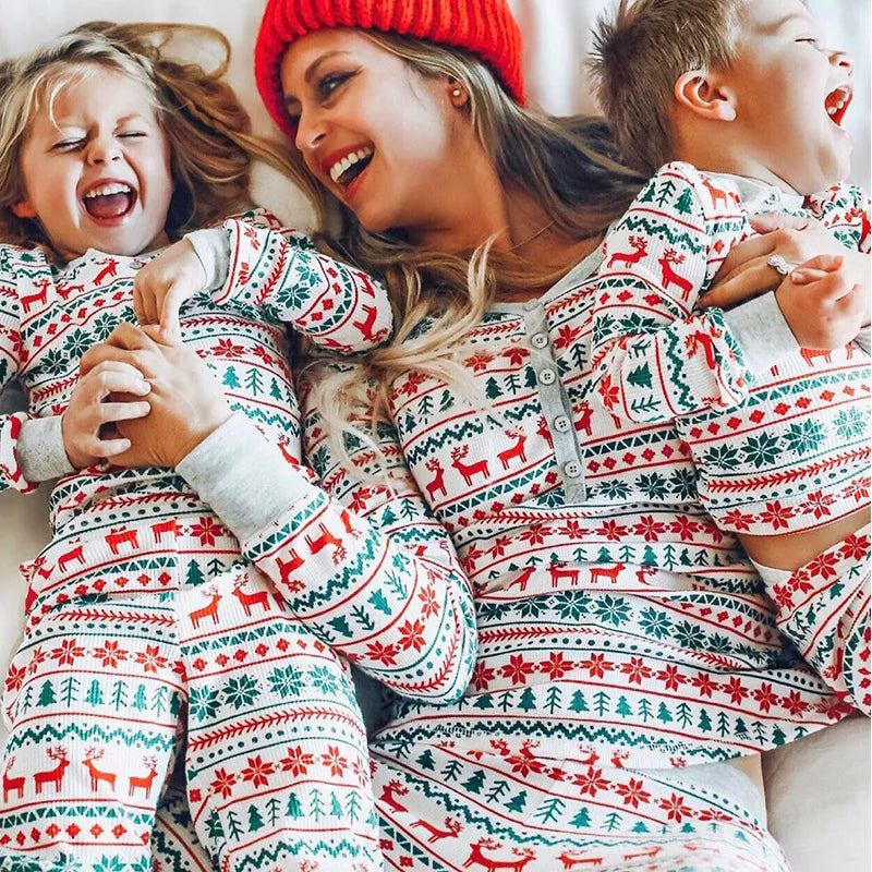 Family Matching Christmas Gray Pajamas Set