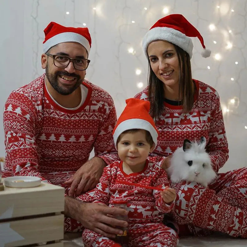 Christmas Family Matching Red Pajamas Outfits Set