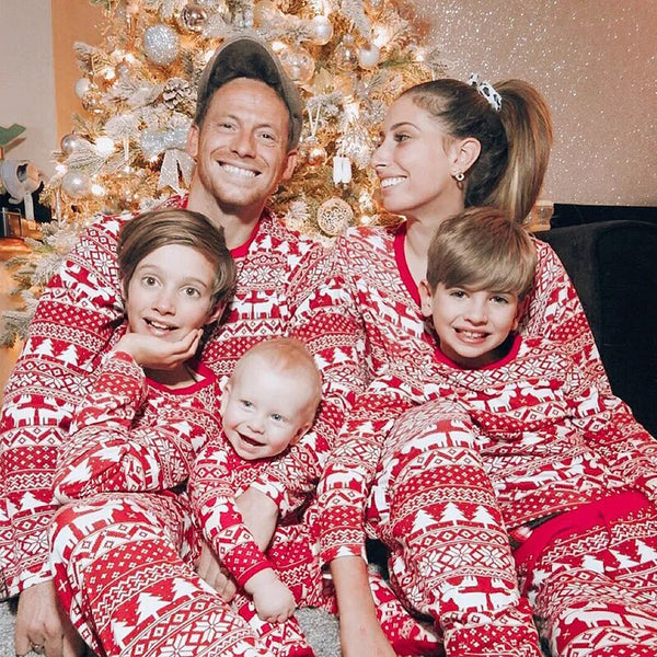 Christmas Family Matching Red Pajamas Outfits Set