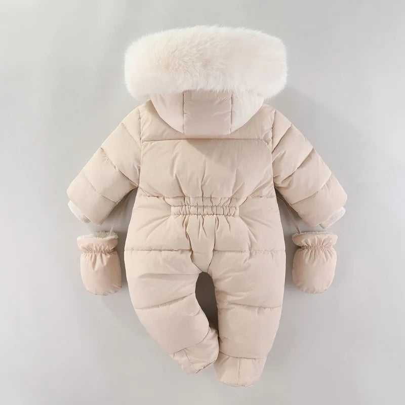 Newborn Baby Romper With Gloves Jumpsuit Hooded for Boys Girls 0-18M