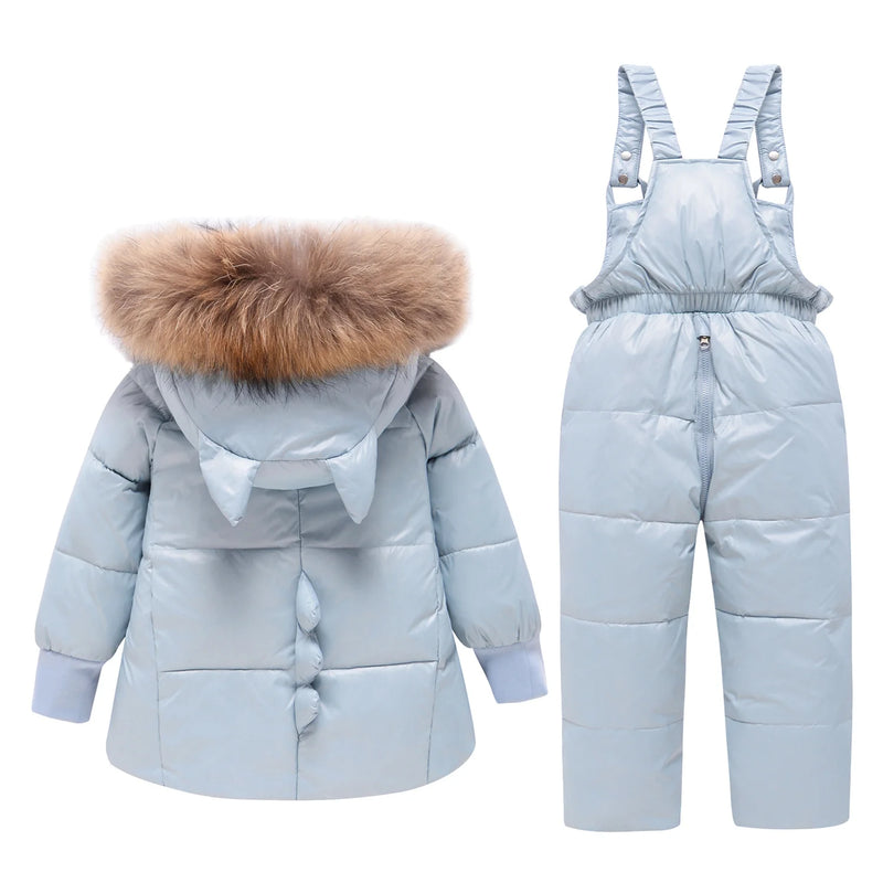 Winter Warm Down Jacket Parka Overalls Snowsuit Set for Boys Girls 1-6T