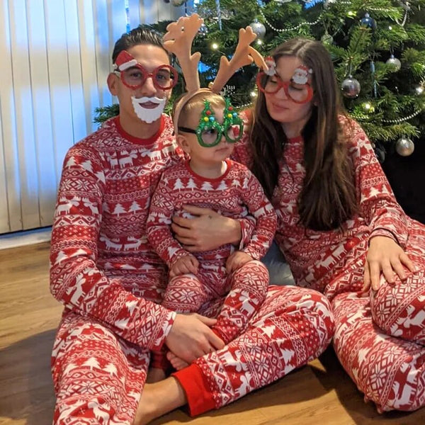 Christmas Family Matching Red Pajamas Outfits Set