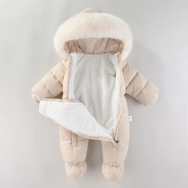 Newborn Baby Romper With Gloves Jumpsuit Hooded for Boys Girls 0-18M