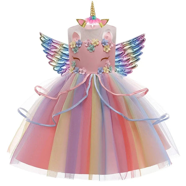 Unicorn Tutu Dress with Wings and Headband Costume Set for Girls