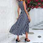 Damska Letnia Sukienka A-Line w Paski | Maxi