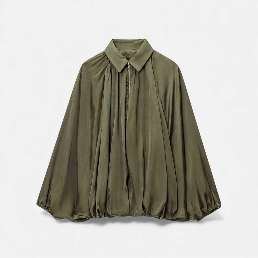 Damskie Fałdowana Lapel Bluzka | Kołnierz