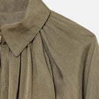 Damskie Fałdowana Lapel Bluzka | Kołnierz