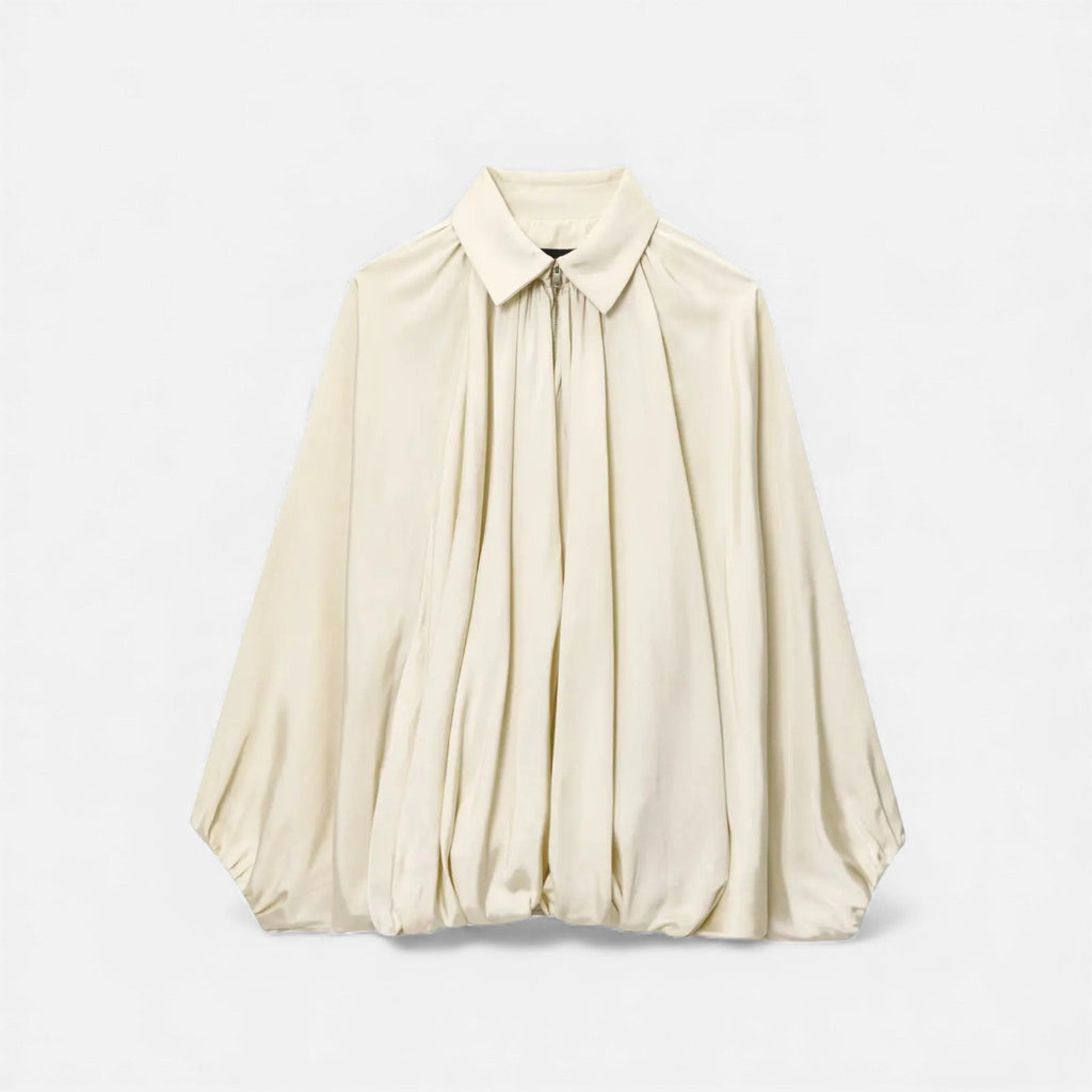 Damskie Fałdowana Lapel Bluzka | Kołnierz