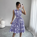 Women's Summer Dress with Belt | Midi