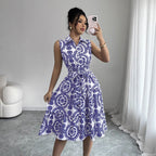 Women's Summer Dress with Belt | Midi