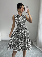 Women's Summer Dress with Belt | Midi