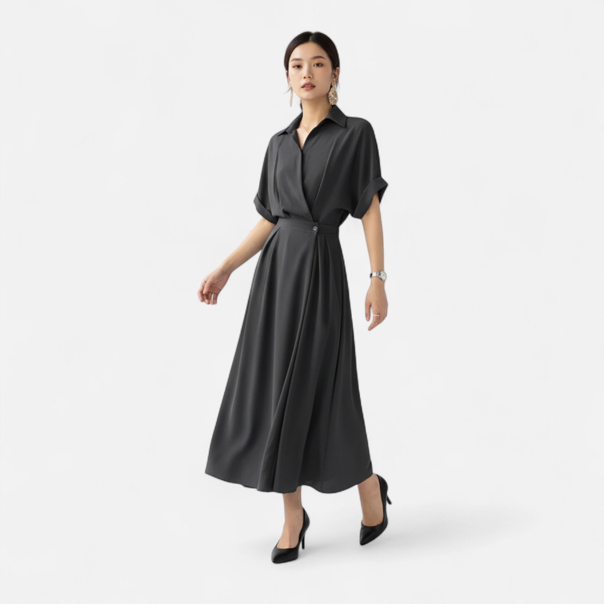 Women's Wrap Shirt Dress | Maxi