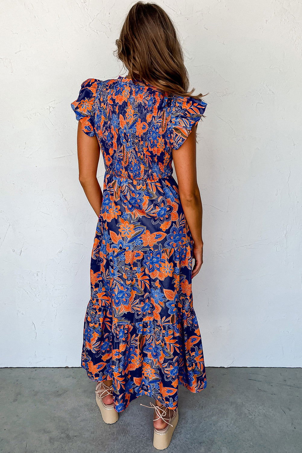 Women's Floral Dress with Puff Sleeves | Maxi