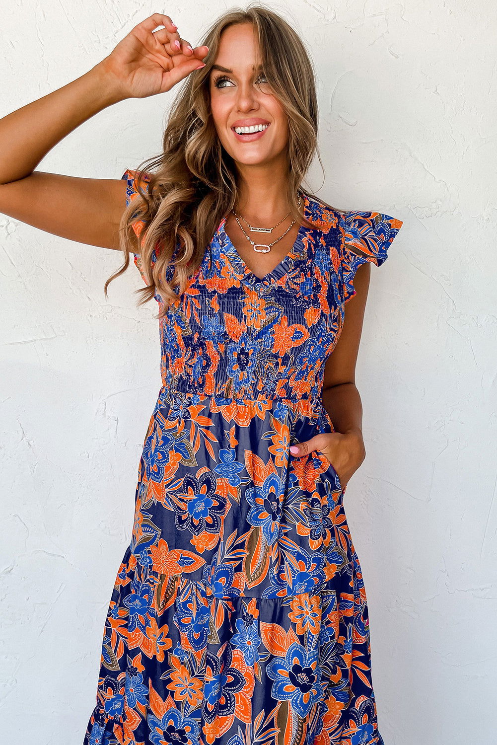 Women's Floral Dress with Puff Sleeves | Maxi