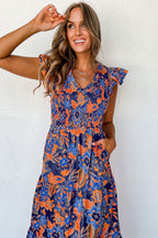 Women's Floral Dress with Puff Sleeves | Maxi
