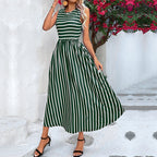 Damska Letnia Sukienka A-Line w Paski | Maxi