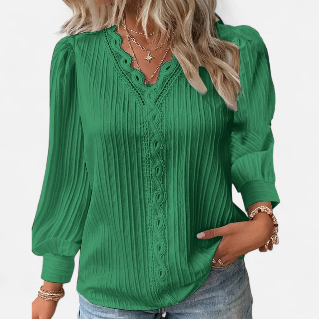 Damskie Płytkowa Bluzka | Rękawa Bufiasty