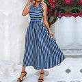 Damska Letnia Sukienka A-Line w Paski | Maxi