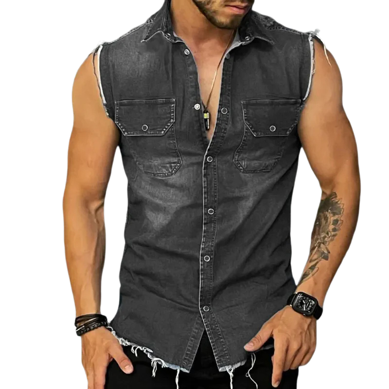 Men's Vintage Denim Shirt | Sleeveless
