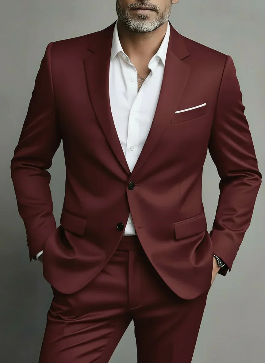 Męski Dwuczęściowy Zestaw Slim Fit | Garnitur Krawiecki