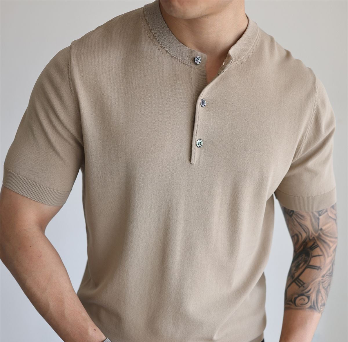 Męska Koszulka Henley | Ścisły Krój