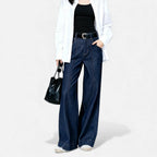 Damskie Wysoka Talia Blend Jeansy | Szerokie Nogi