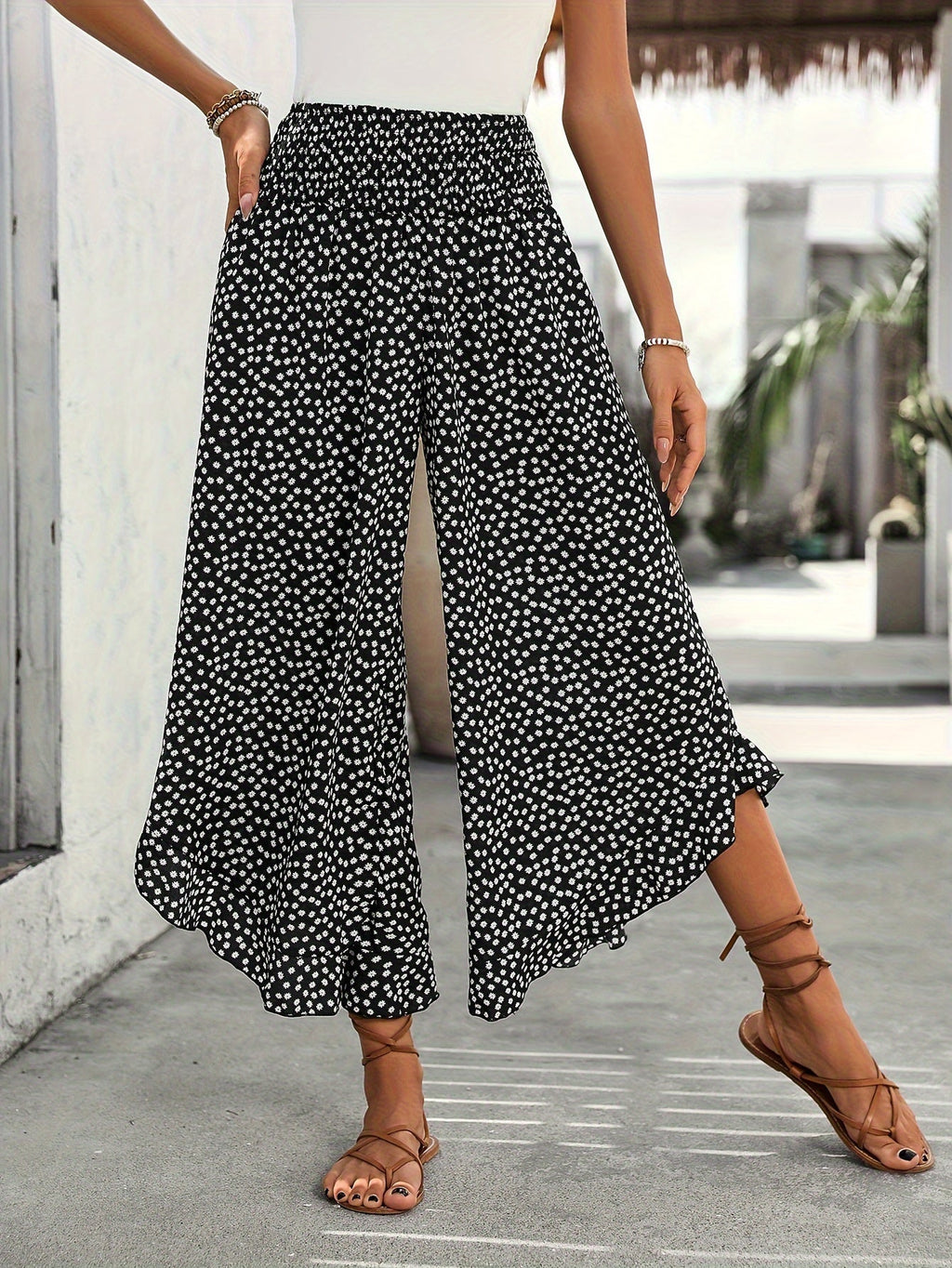 Women's Floral Pants | Wide Leg