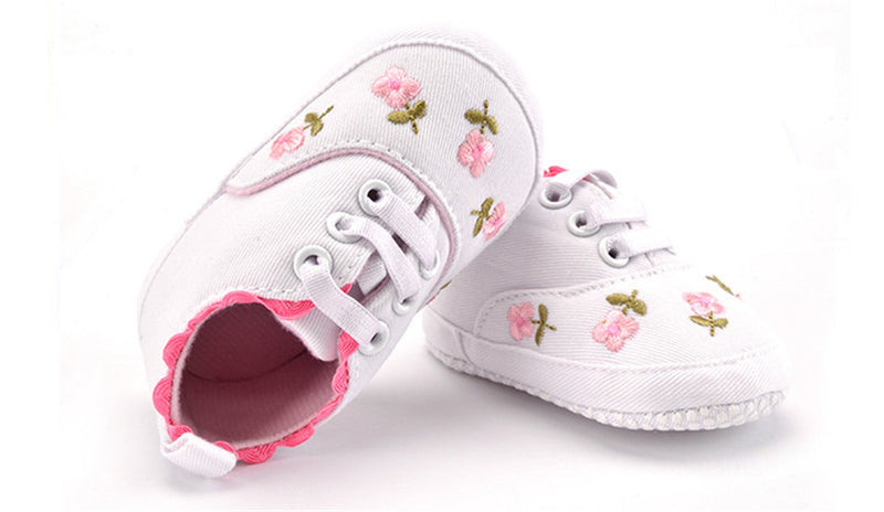 White Lace Floral Sneaker Toddler Moccasins Shoes 0-18M - High-quality and Reasonable price - TWA