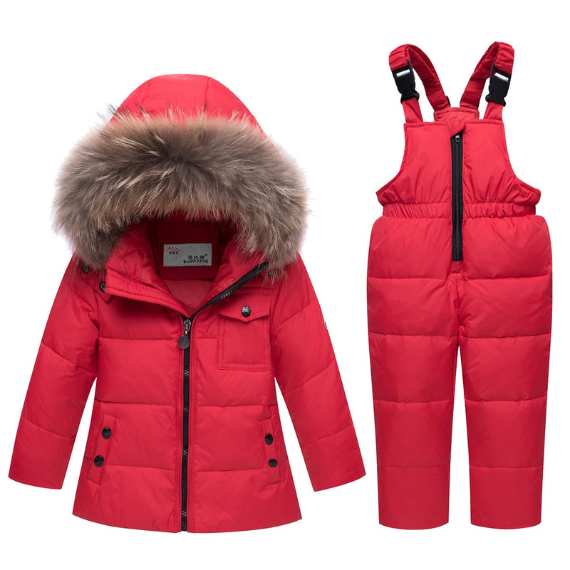 Toddler Snowsuits Jacket with Fur Overall Bib for Boys Girls – TWA