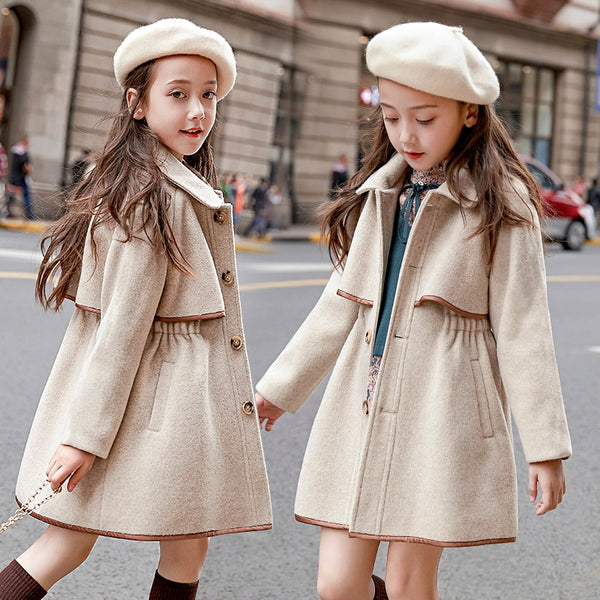Toddler Girls Winter Wool Long Jacket Tweed Overcoat 3T-14T - High-quality and Reasonable price - TWA