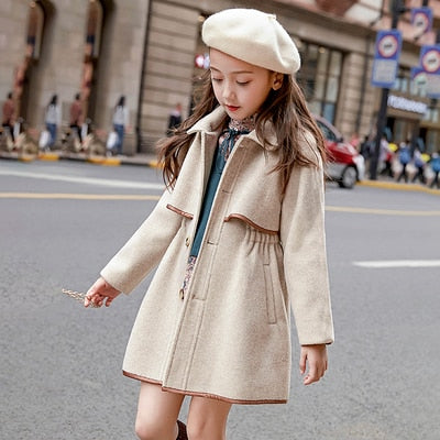 Toddler Girls Winter Wool Long Jacket Tweed Overcoat 3T-14T - High-quality and Reasonable price - TWA