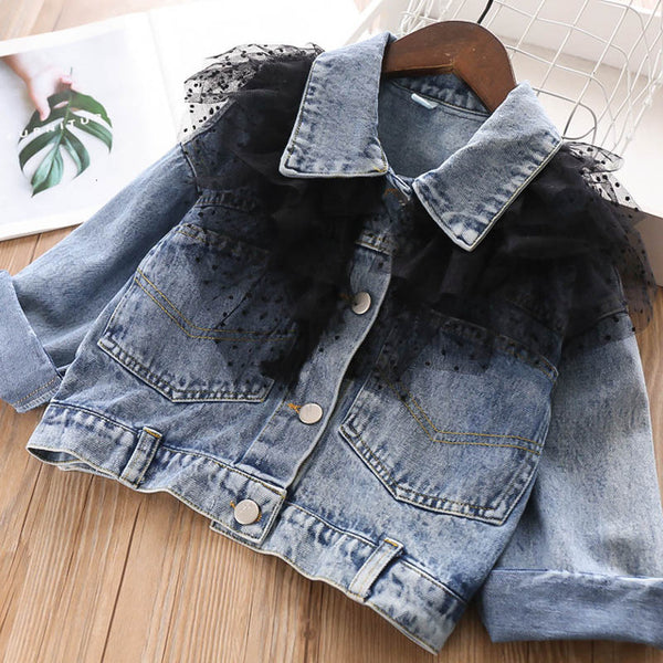 Embellished Cropped Denim Jacket Baby Toddlers Girls - High-quality and Reasonable price - TWA