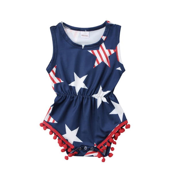 Stars Romper Jumpsuit Fourth of July Baby Girls Outfits 0-24M