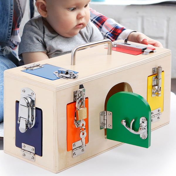Lock Box Wooden Montessori Toys For Kids Preschool Training Game