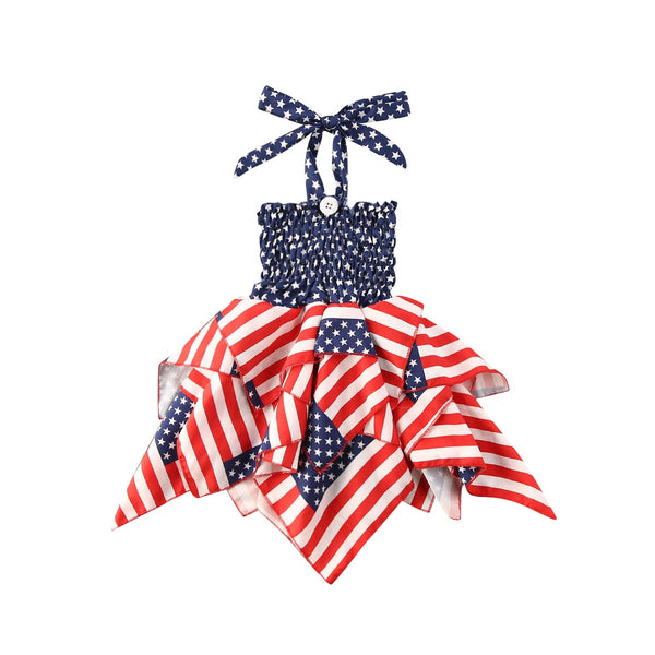 Ruffle Dress Independence Day Outfit for Toddler Baby Girls