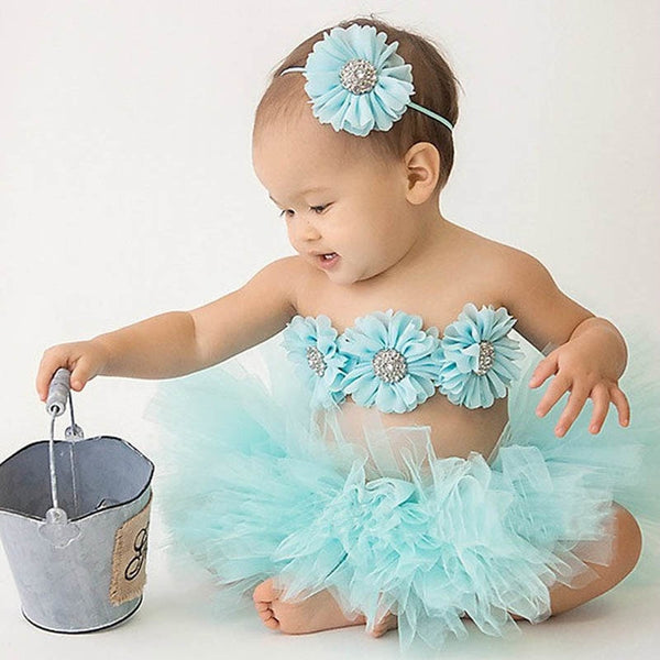 Party Dress set for Baby Girls Top Bra Tutu Skirt with Headband - High-quality and Reasonable price - TWA