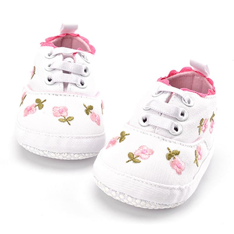 White Lace Floral Sneaker Toddler Moccasins Shoes 0-18M - High-quality and Reasonable price - TWA