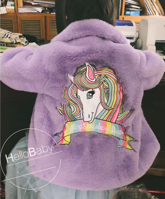 Unicorn Faux Fur Jacket for Girls 1-10 Years old - High-quality and Reasonable price - TWA