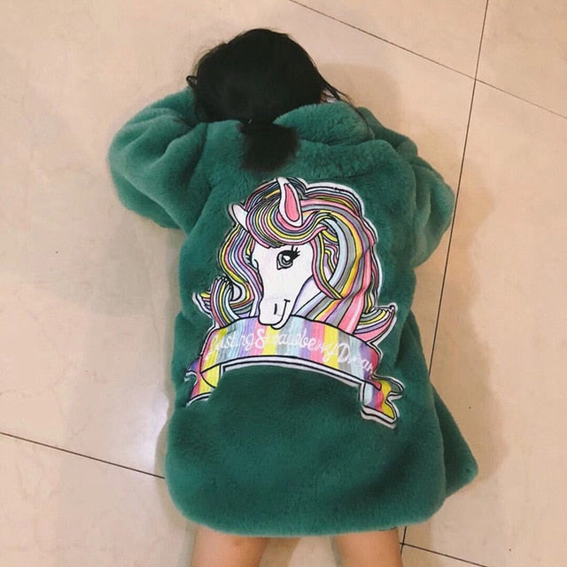 Unicorn Faux Fur Jacket for Girls 1-10 Years old - High-quality and Reasonable price - TWA