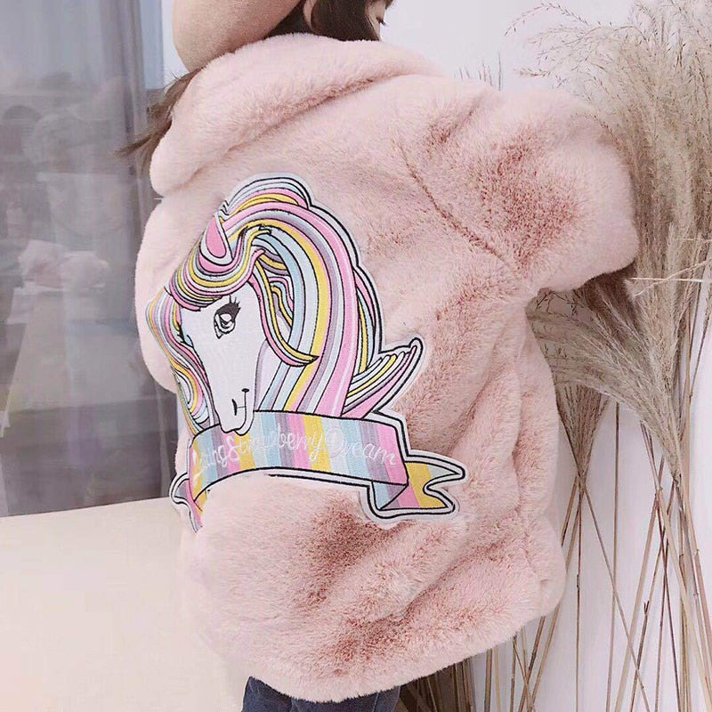 Unicorn Faux Fur Jacket for Girls 1-10 Years old - High-quality and Reasonable price - TWA