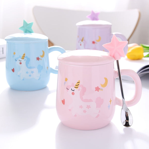 Unicorn Pastel Coffee Mug with Lid and Star Spoon - High-quality and Reasonable price - TWA