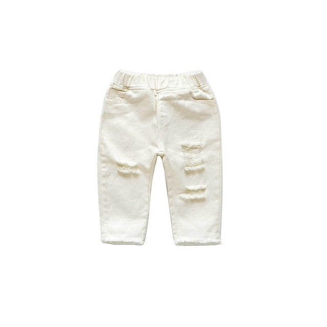 Baby Toddlers Girls Ripped Jeans White Denim - High-quality and Reasonable price - TWA